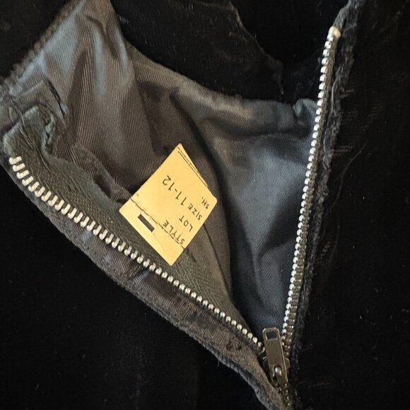 Vintage 70s Black Velvet Column Dress | Silver Thread & Beading | Mod Evening - Picture 8 of 11